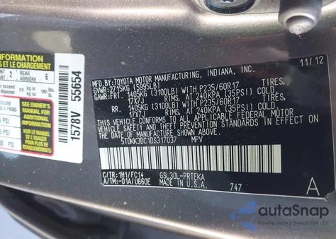 2013 Toyota Sienna Le V6 8 Passenger from USA, damaged, VIN 5TDKK3DC1DS317037